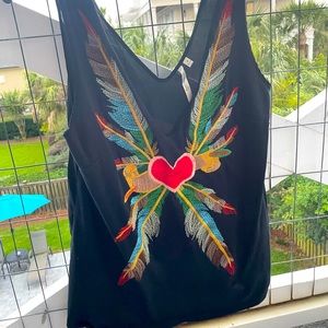EUC  gorgeous petticoat alley embroidered tank top size Small ❤️